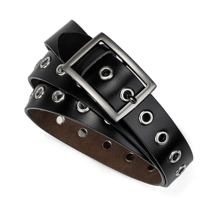 McFanBe Leather Belt for Women Girls Waist Belt Alloy Buckle 1.1 Inches Width Adjustable (B:Black, S(Fit waist size 30"-33")) - Image 3
